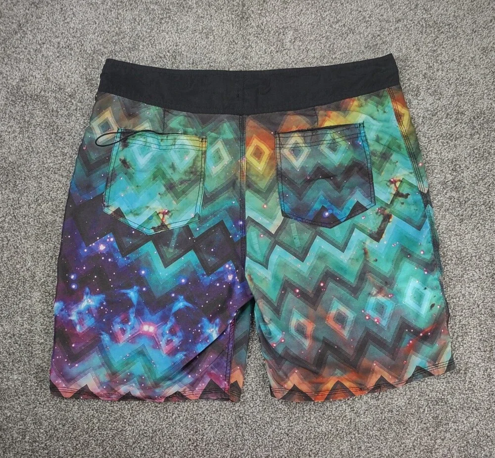 Beautiful Giant Boardshorts Men 38 Galaxy Diamond Tie Dye Hybrid Swim Trunks